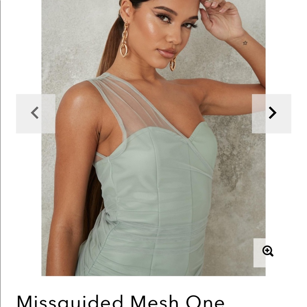 Missguided mesh one shoulder faux leather dress